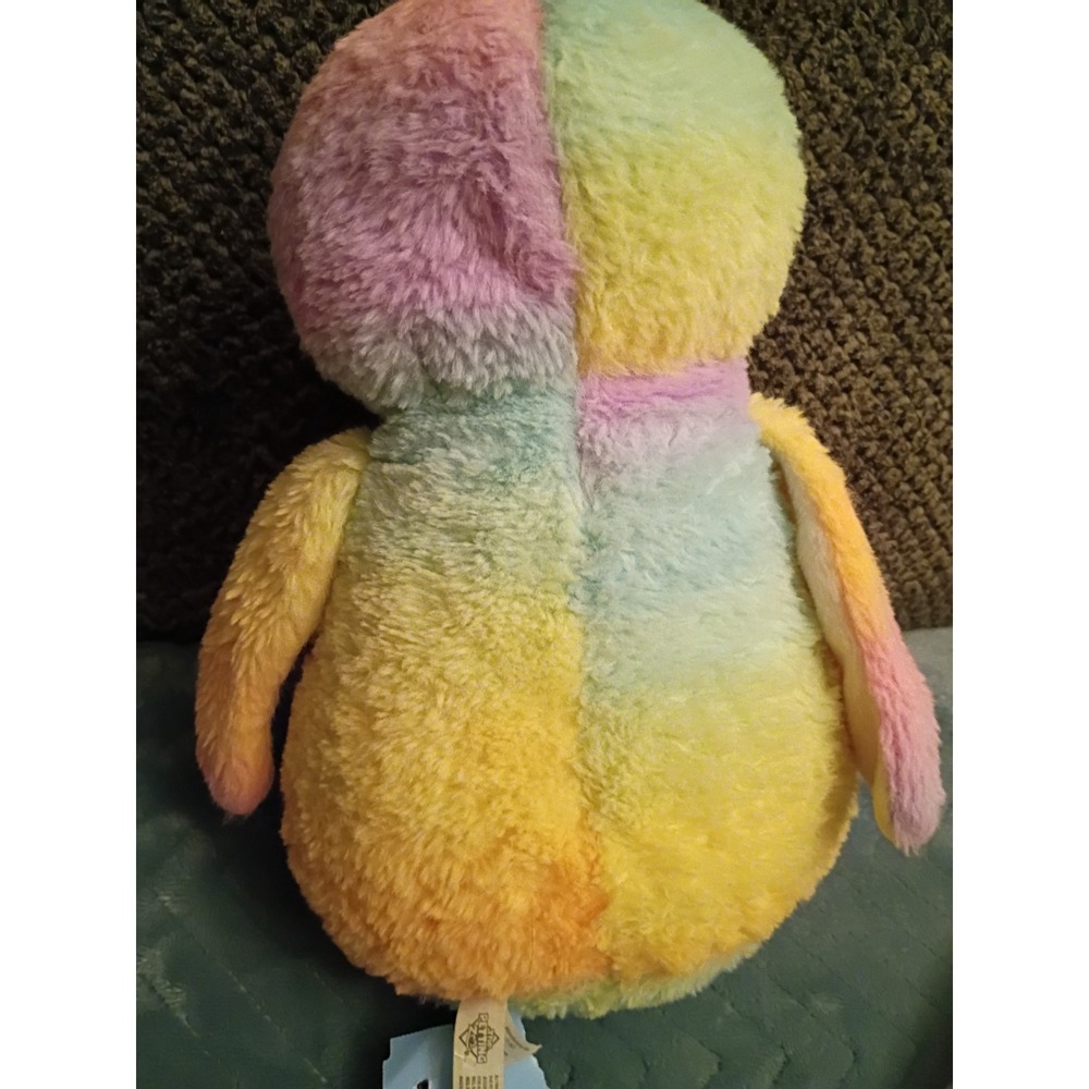 Vtg 1994 The Petting Zoo Rainbow Penguin Plush 10" Pastel Tie Dye Stuffed Animal - Picture 4 of 14
